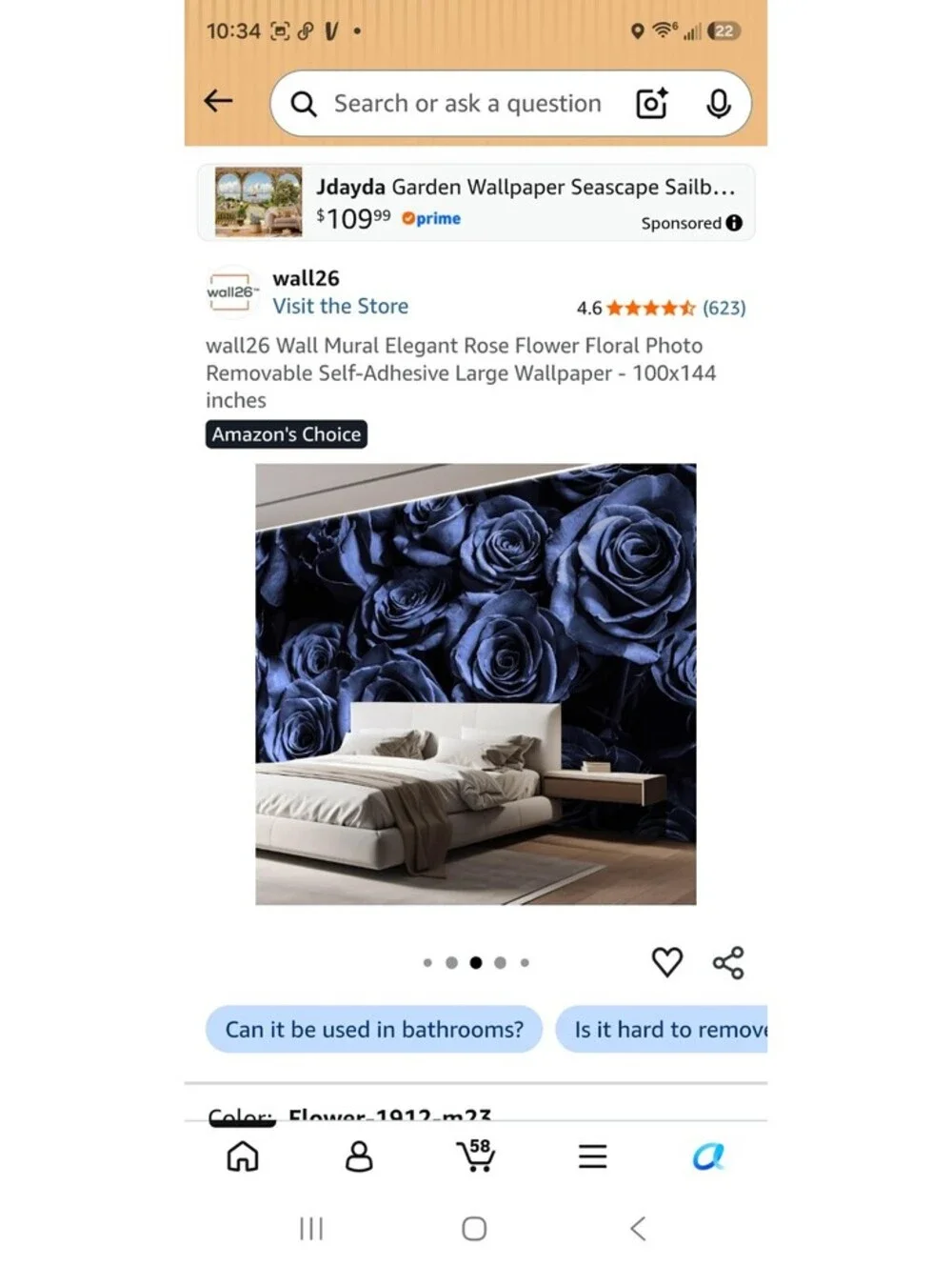 wall26 Elegant Rose Flower Floral Photo Removable Self-Adhesive Large Wall Mural